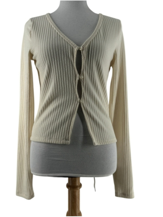Hollister Sweaters - Hollister Cream Ribbed cardigan Long Sleeve y2k 90's sz m